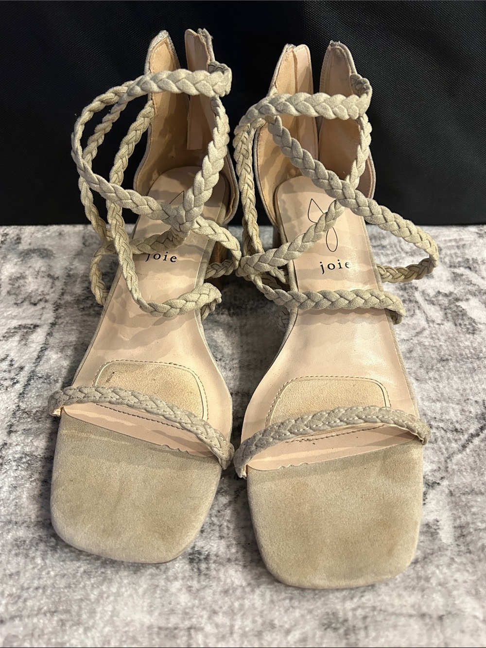 Joie Braided Lace-Up Sandal in Beige